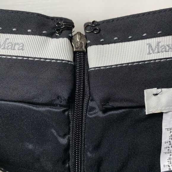 MAX MARA Pleated Faux-Wrap Knee Length Jersey Pencil Skirt in Black Sz 4 Small - Picture 10 of 13